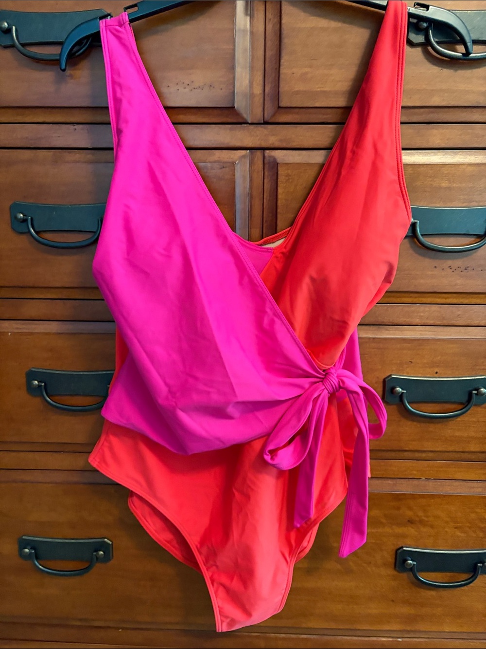 summersalt Colorblock One-Piece Swimsuit in Hot Pink & Coral